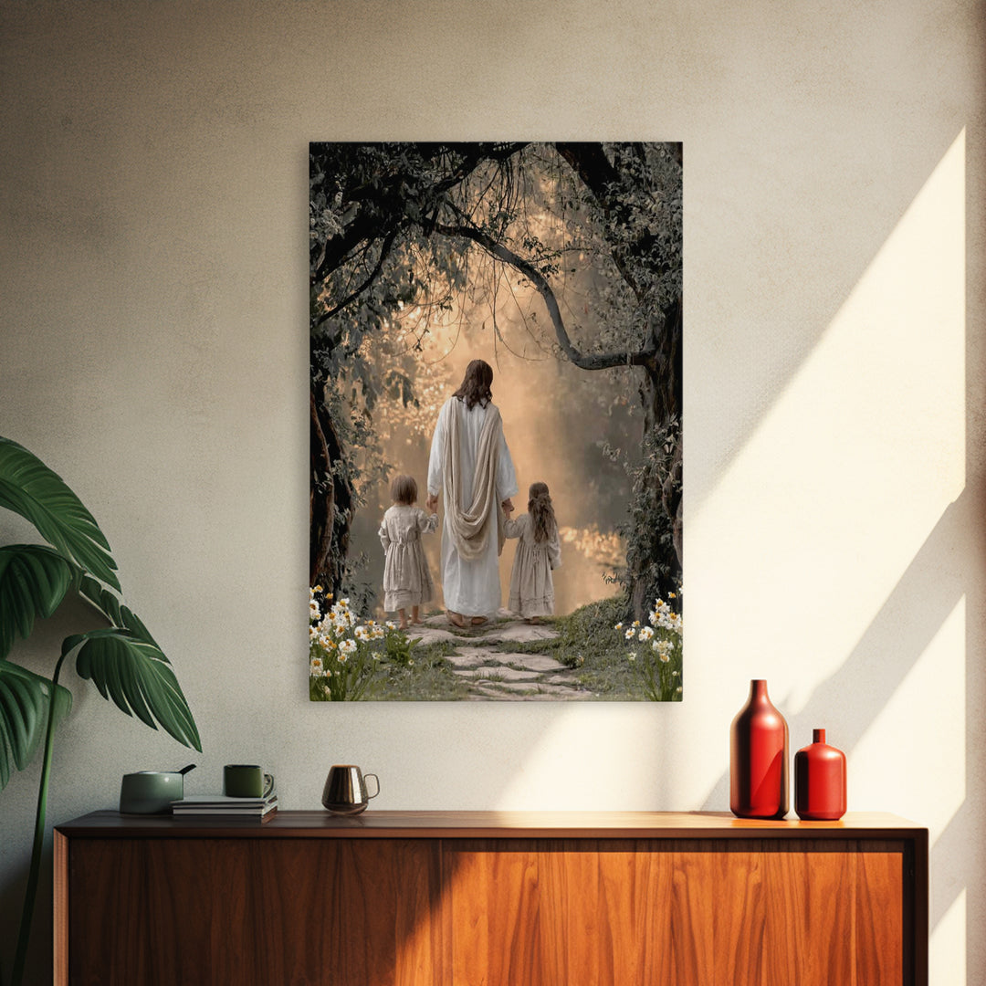 Golden Path Hope, Framed Canvas Print, Christian Wall Art, Christian Art Canvas, Jesus Painting, Christian Decor, Christian Christmas Art