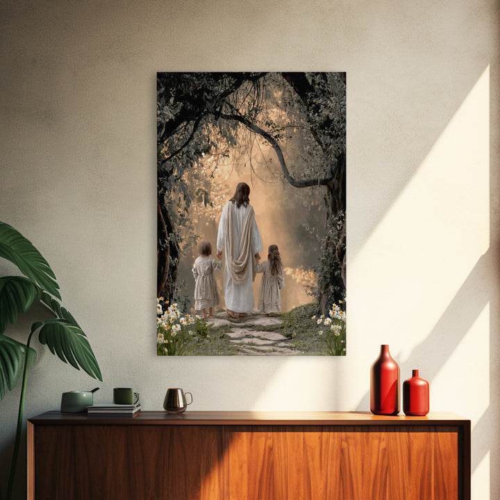 Golden Path Hope, Framed Canvas Print, Christian Wall Art, Christian Art Canvas, Jesus Painting, Christian Decor, Christian Christmas Art