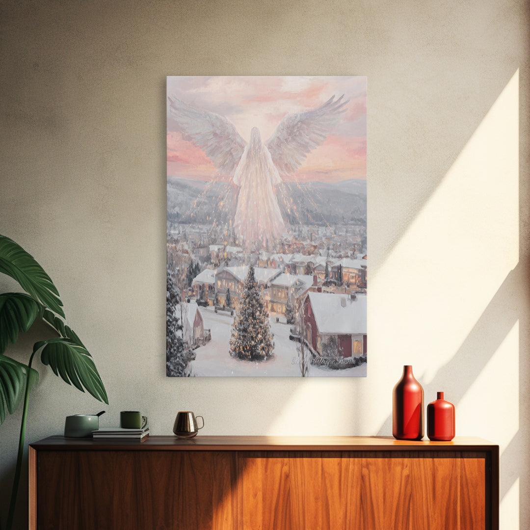 Guardian Over Bethlehem – Framed Canvas Print – Christmas Art – Christian Art Canvas – Christian Wall Art – Framed Christmas Art – Christia