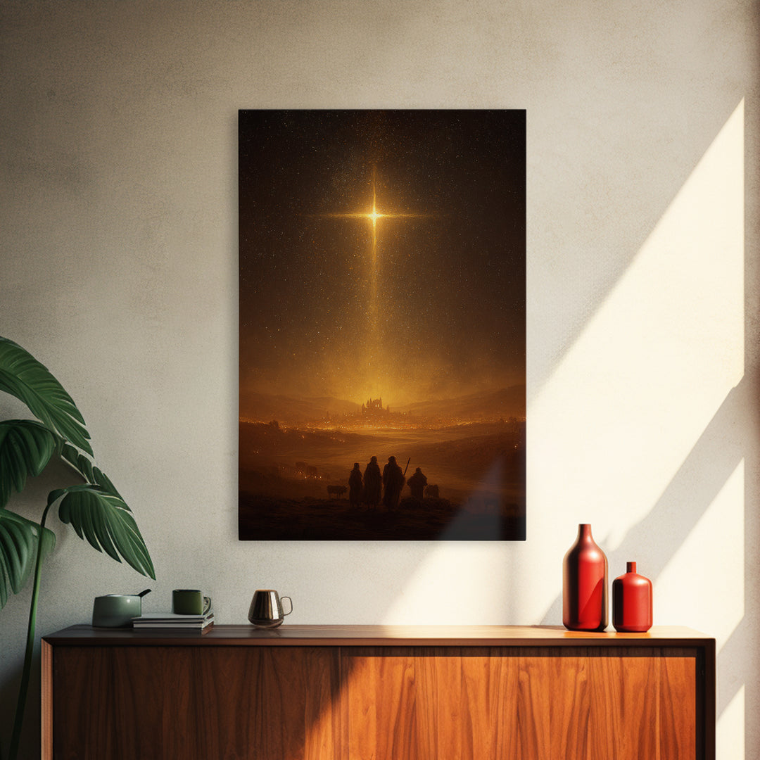Star Of Bethlehem – Framed Canvas Print – Christmas Art – Christian Wall Art – Christian Art Canvas – Christian Christmas Art – Jesus Paint