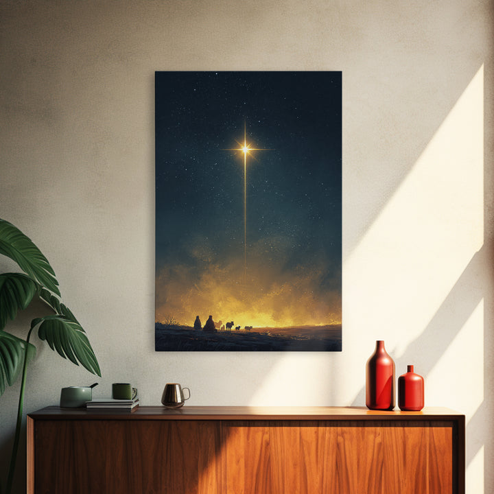 Silent Horizon Star | Framed Canvas Print | Christmas Art | Christian Wall Art | Christian Art Canvas | Jesus Painting | Christian Christma