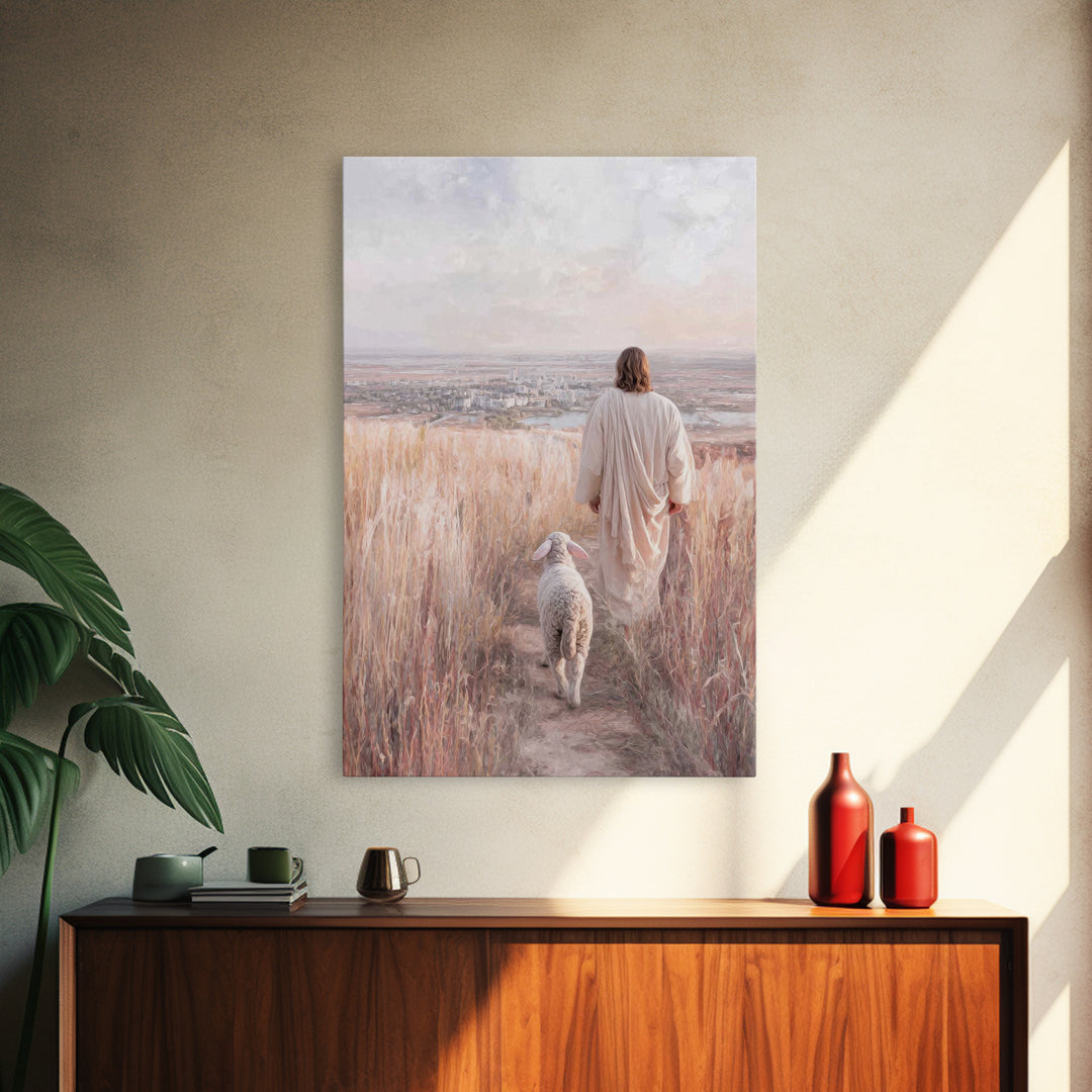 Hillside Of Mercy, Framed Canvas Print, Christian Art Canvas, Jesus Painting, Christian Wall Art, Christian Christmas Art, Modern Christian