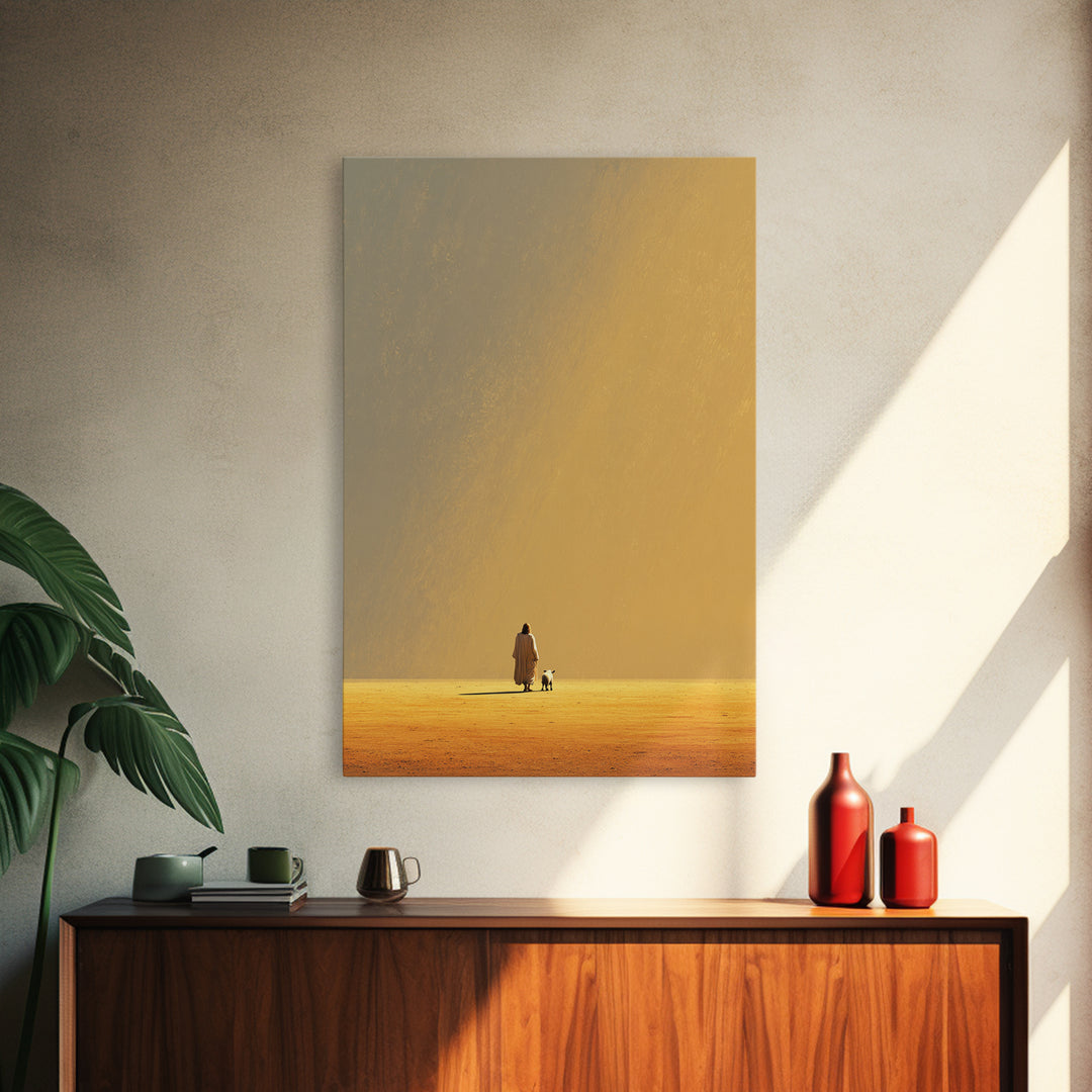 Guiding Dawn Steps | Framed Canvas Print | Christian Art Canvas | Christian Wall Art | Jesus Painting | Christian Christmas Art | Christian