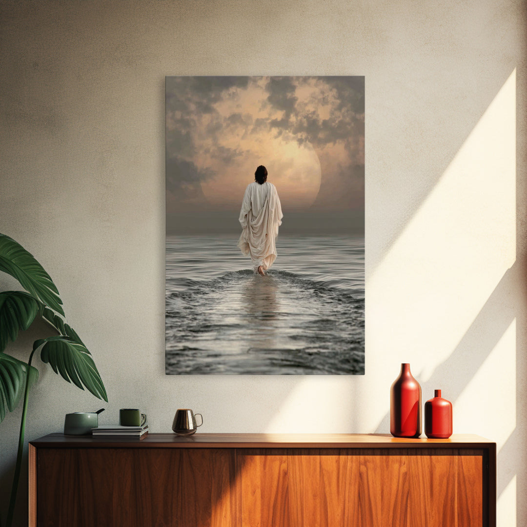 Waves Of Salvation – Framed Canvas Print – Christian Art Canvas – Jesus Painting – Christian Wall Art – Modern Christian Art – Christian Gi