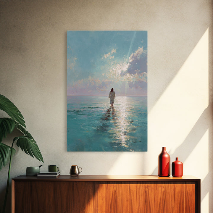 Fisherman’s Calm Grace – Framed Canvas Print – Christian Art Canvas – Christian Wall Art – Christian Christmas Art – Jesus Painting – Vinta