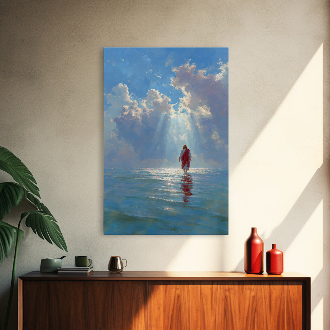 Heaven’s Open Light – Framed Canvas Print – Christian Wall Art – Jesus Painting – Christian Art Canvas – Modern Christian Art – Christian G