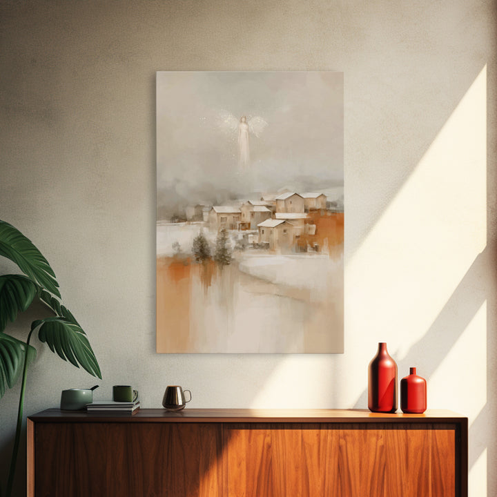 Angel In The Mist – Framed Canvas Print – Subtle Christian Art – Christian Art Canvas – Christian Wall Art – Christmas Art – Christian Chri