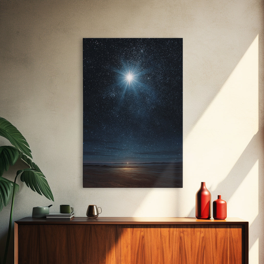 Holy Radiant Star – Framed Canvas Print – Christian Art Canvas – Christmas Wall Art – Christian Christmas Art – Modern Christian Art – Chri