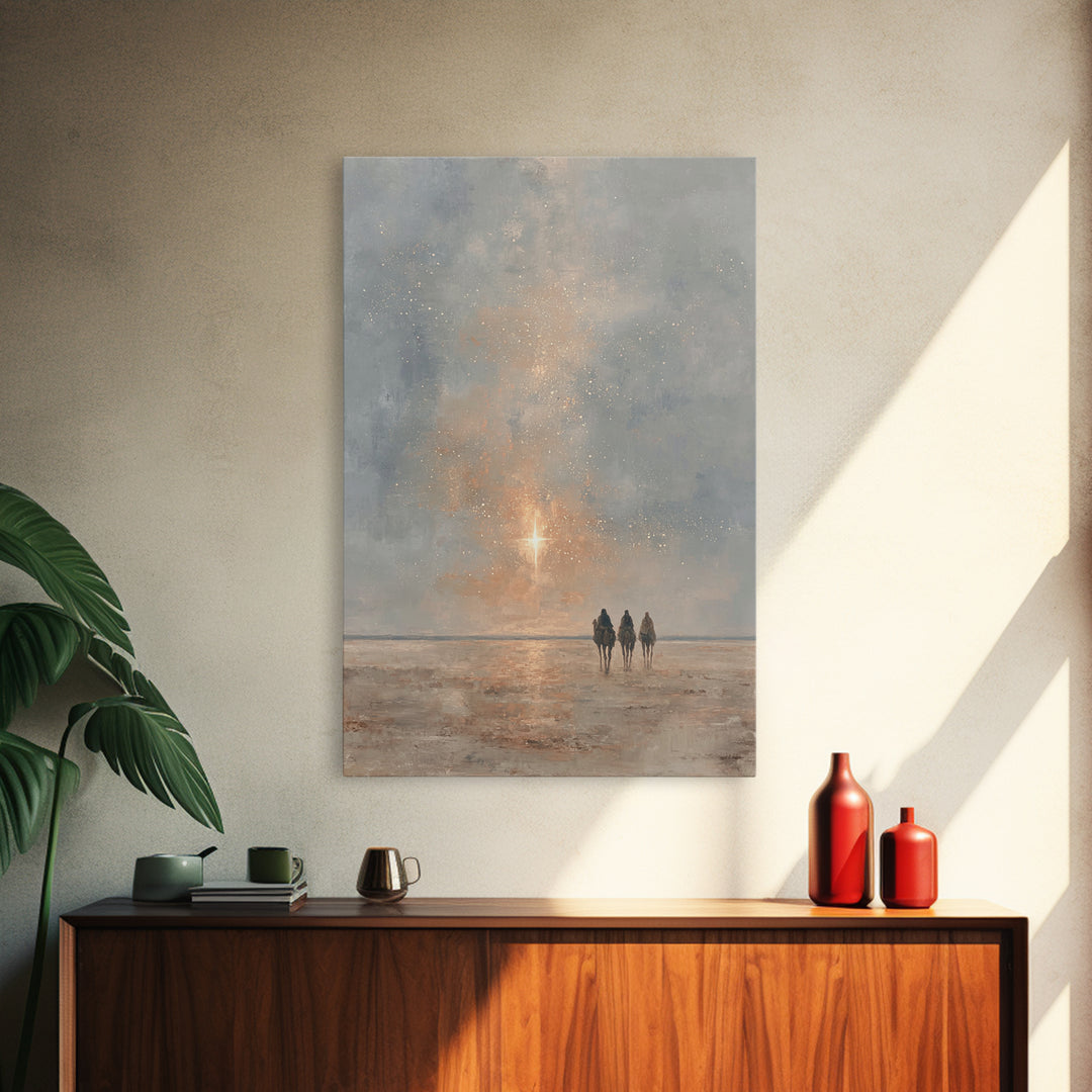 The Guiding Star – Framed Canvas Print – Christian Wall Art – Christmas Art – Christian Christmas Art – Christian Art Canvas – Jesus Painti