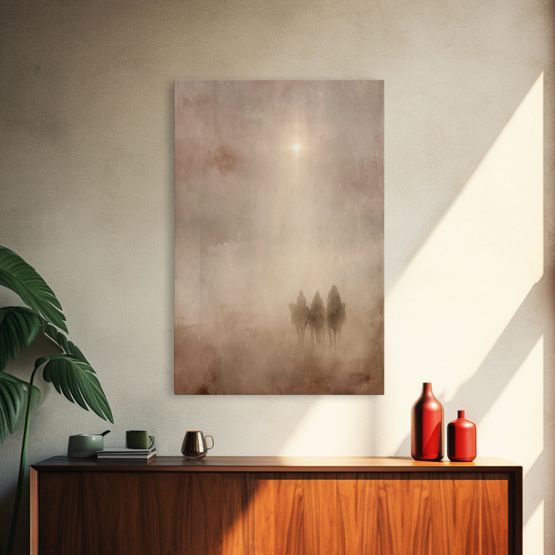 Desert Light Journey, Framed Canvas Print, Christian Christmas Art, Christian Wall Art, Christian Art Canvas, Christmas Art, Jesus Painting