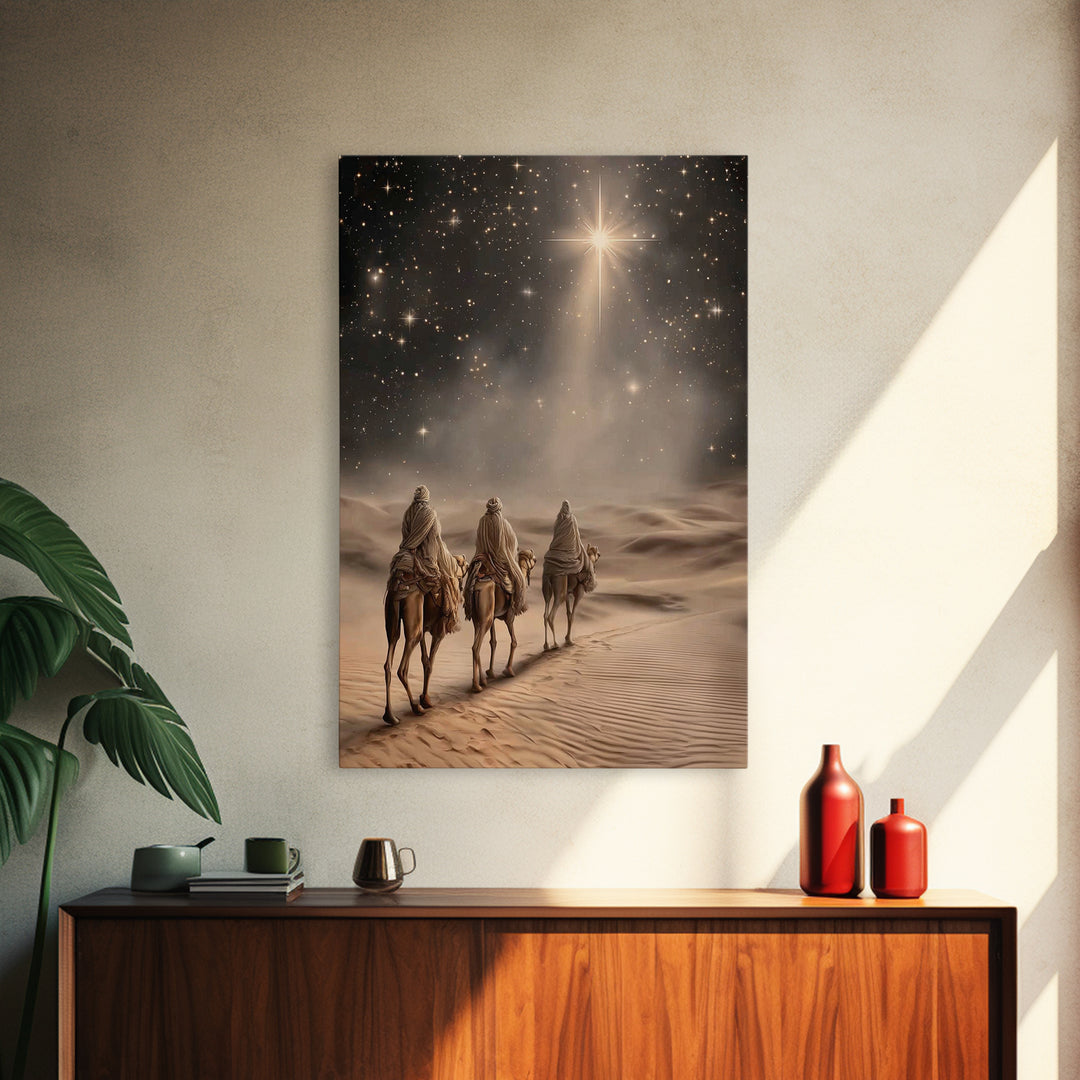 Night Wanderers | Framed Canvas Print | Christmas Wall Art | Christian Art Canvas | Christian Christmas Art | Christian Art | Jesus Paintin