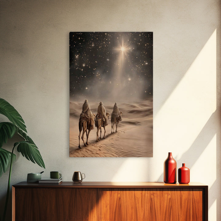 Night Wanderers | Framed Canvas Print | Christmas Wall Art | Christian Art Canvas | Christian Christmas Art | Christian Art | Jesus Paintin