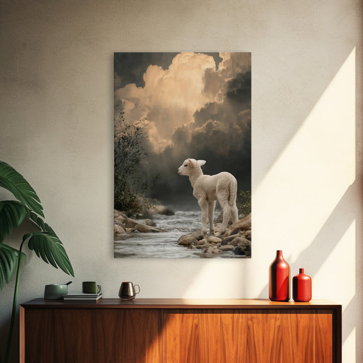 Peaceful Shepherd Scene | Framed Canvas Print | Christian Art | Christian Wall Art | Christian Christmas Art | Christian Art Canvas | Jesus