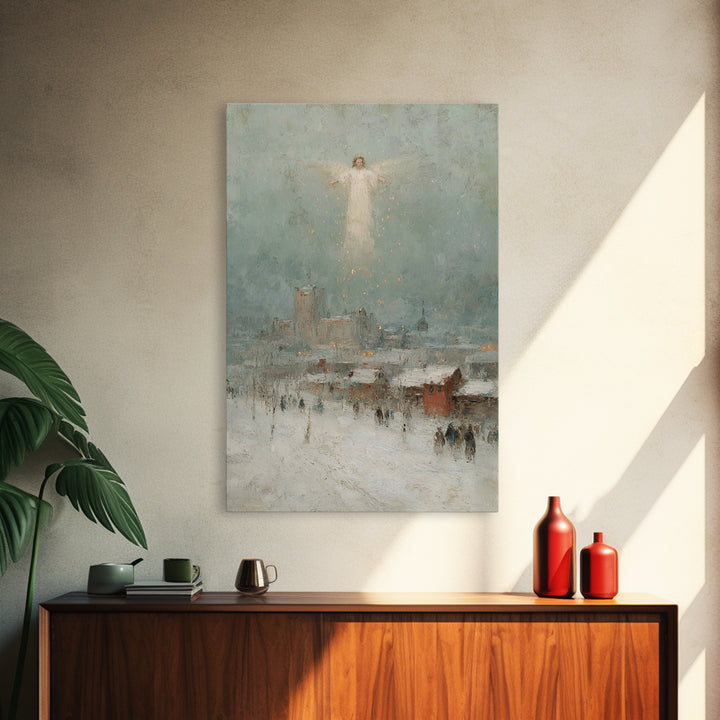 City Of Angels – Framed Canvas Print – Christian Wall Art – Christian Art Canvas – Christian Christmas Art – Christmas Art – Modern Christi