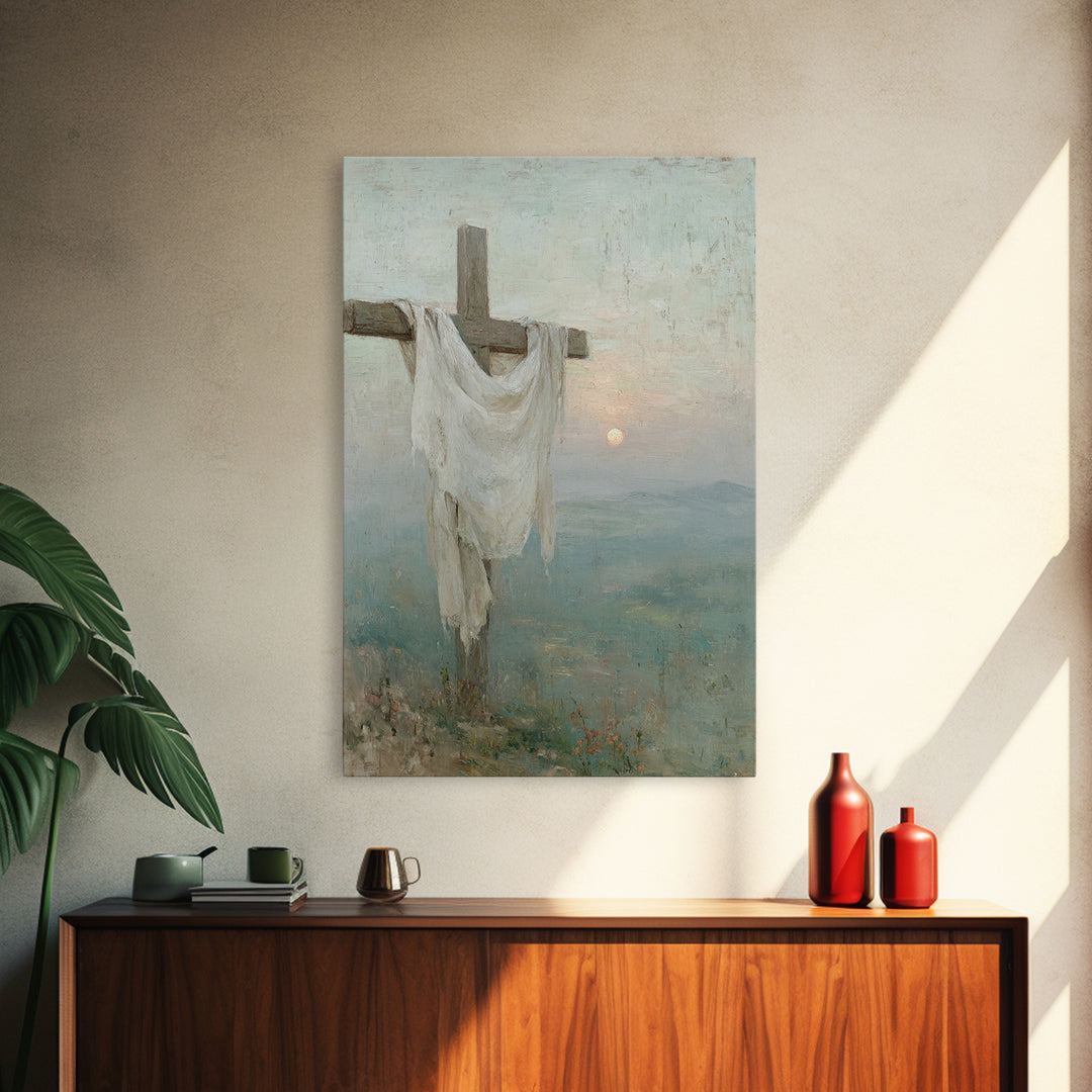 Hilltop Mercy – Framed Canvas Print – Christian Wall Art – Christian Art Canvas – Christian Painting – Christian Christmas Art
