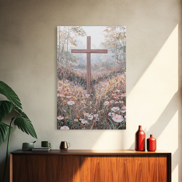 Blooming Redemption – Framed Canvas Print – Christian Art Canvas – Christian Wall Art – Christian Painting – Christian Christmas Art