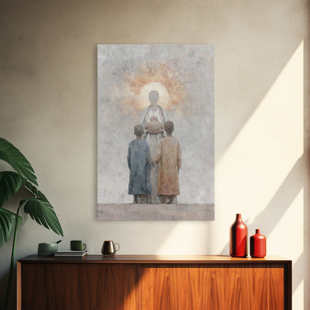 Holy Embrace, Framed Canvas Print, Christian Art Canvas, Christian Wall Art, Christian Art Work, Christian Christmas Art