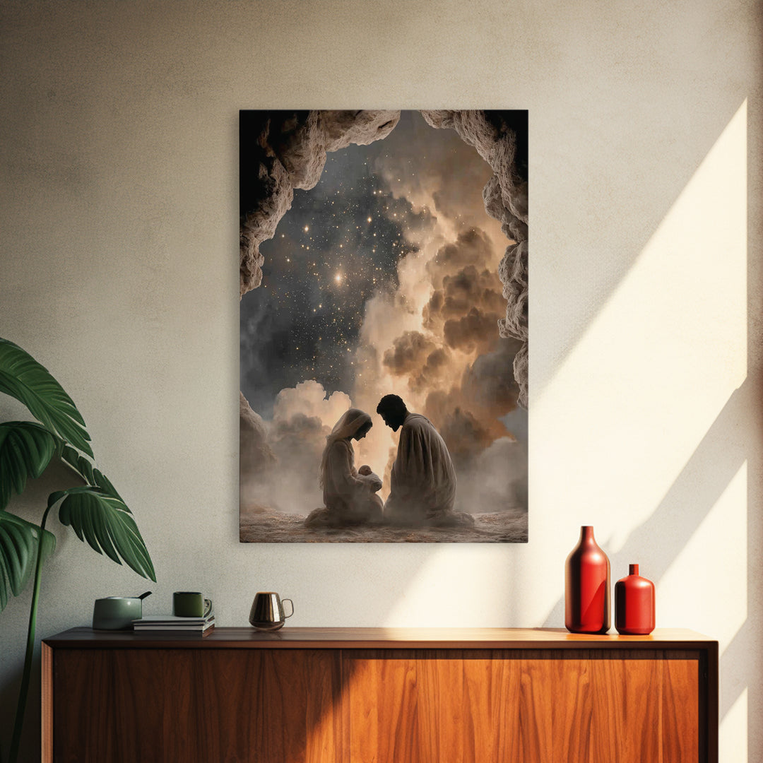 Nativity Night | Framed Canvas Print | Christian Wall Art | Christian Art Canvas | Jesus Christmas Art | Christian Painting