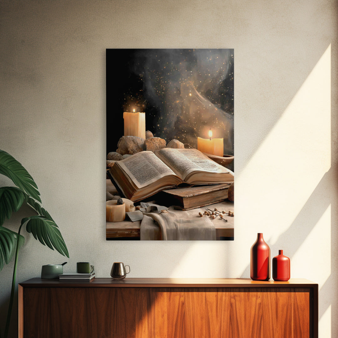 Scripture And Flame - Framed Canvas Print - Christian Wall Art - Jesus Painting - Christian Decor - Christian Art Canvas - Christmas Art