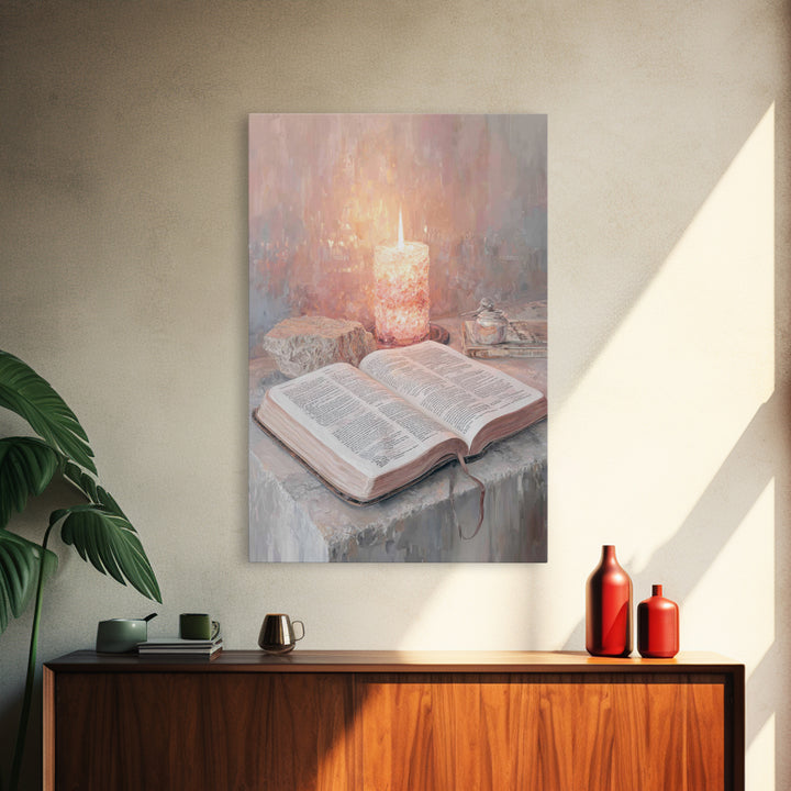 Candle Of Wisdom - Framed Canvas Print - Christian Decor - Christian Wall Art - Christmas Art - Christian Art Canvas - Jesus Painting