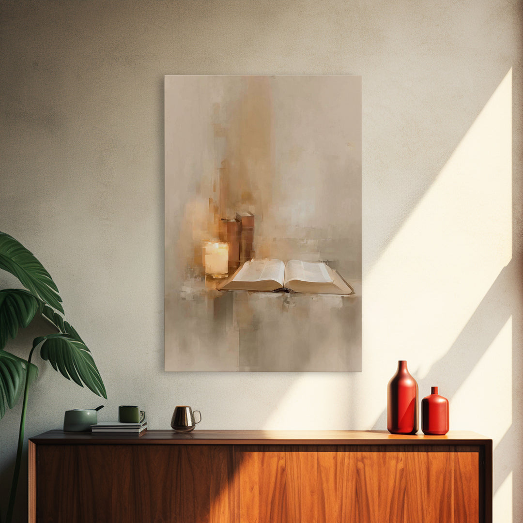 Sacred Reading Light – Framed Canvas Print – Christian Wall Art – Christian Art Canvas – Vintage Christian Art – Christian Painting – Chris