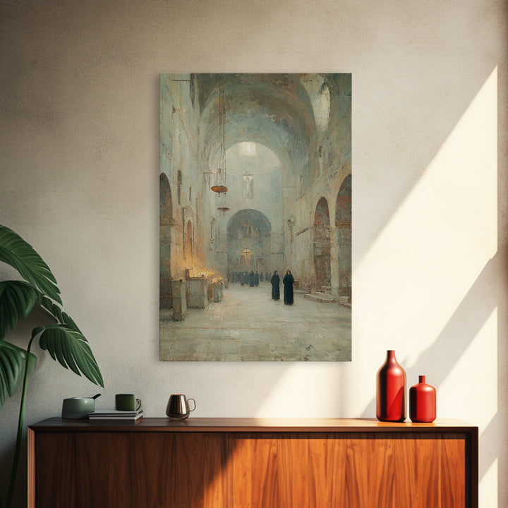 Hallowed Sanctuary Stillness – Framed Canvas Print – Christian Wall Art – Christian Art Print – Vintage Christian Art – Christian Art Canva