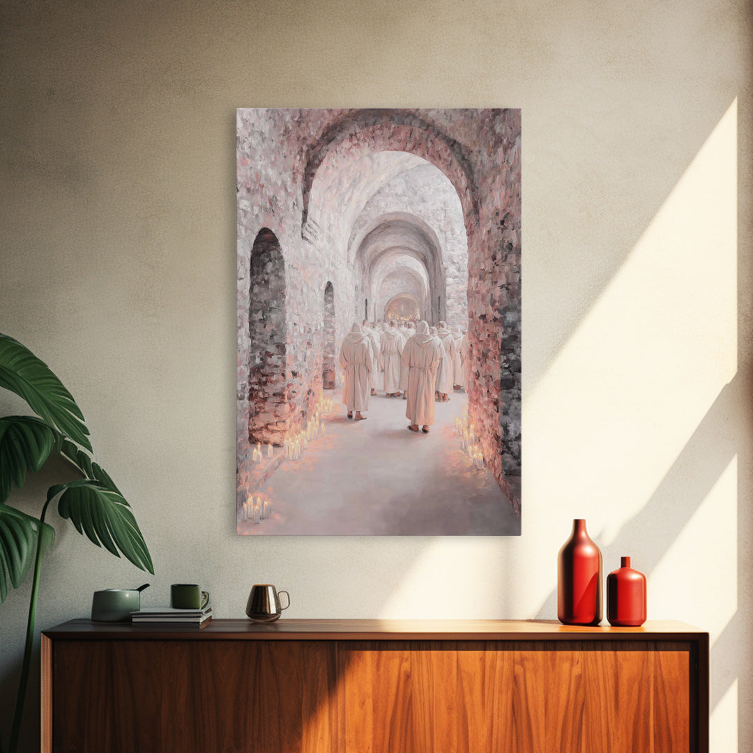 White-Robed Procession – Framed Canvas Print – Christian Art Canvas – Christian Wall Art – Christian Christmas Art – Christmas Art Prints –