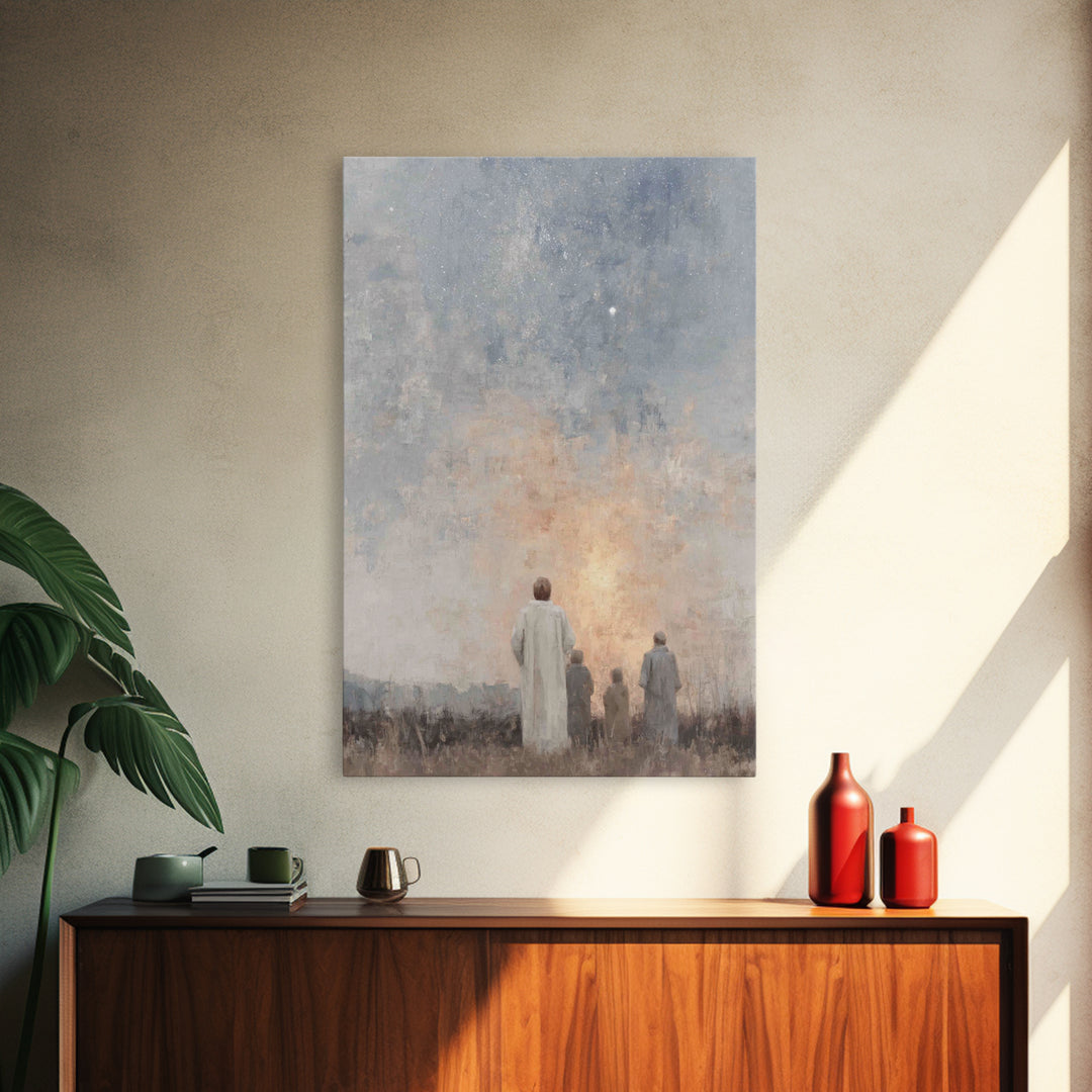 Skyward Wonder – Framed Canvas Print – Christmas Art Prints – Christian Wall Art – Christian Art Canvas – Christian Christmas Art – Vintage