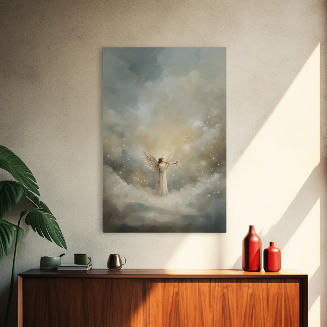 Herald Of Heaven, Framed Canvas Print, Christian Art Canvas, Christian Wall Art, Angel Art, Christmas Wall Art, Christian Christmas Art