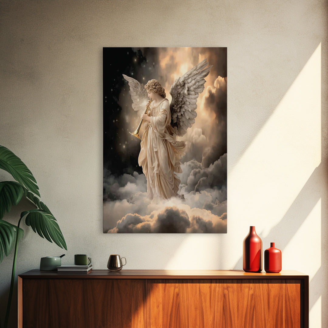 Trumpet Of Glory | Framed Canvas Print | Christian Art Canvas | Christian Wall Art | Modern Christian Art | Christmas Art Work | Christian