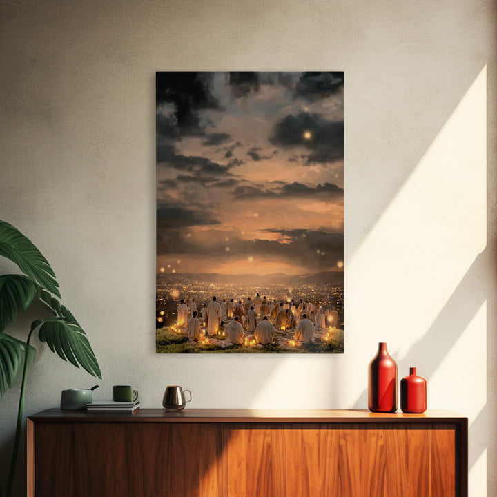 Eternal Night Glow, Framed Canvas Print, Christian Wall Art, Christian Christmas Art, Modern Christian Art, Christmas Art Work, Christian D