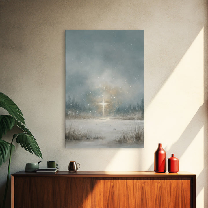 Radiant Summit Cross, Framed Canvas Print, Christian Art Canvas, Christian Wall Art, Modern Christian Art, Christian Art Work, Christian Ch