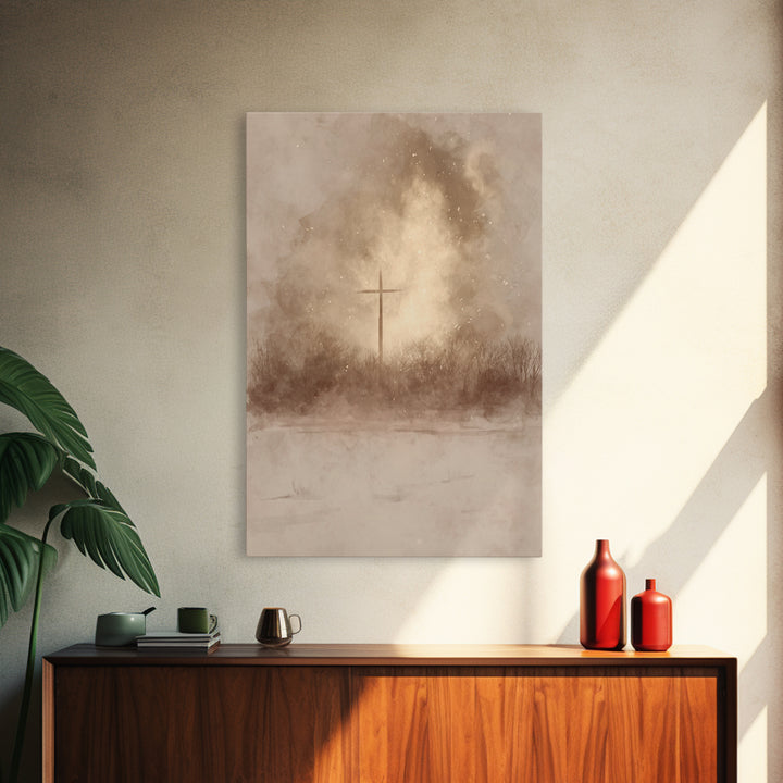 Dawn Of Mercy | Framed Canvas Print | Christian Art Canvas | Christian Wall Art | Moody Christmas Art | Christian Gift