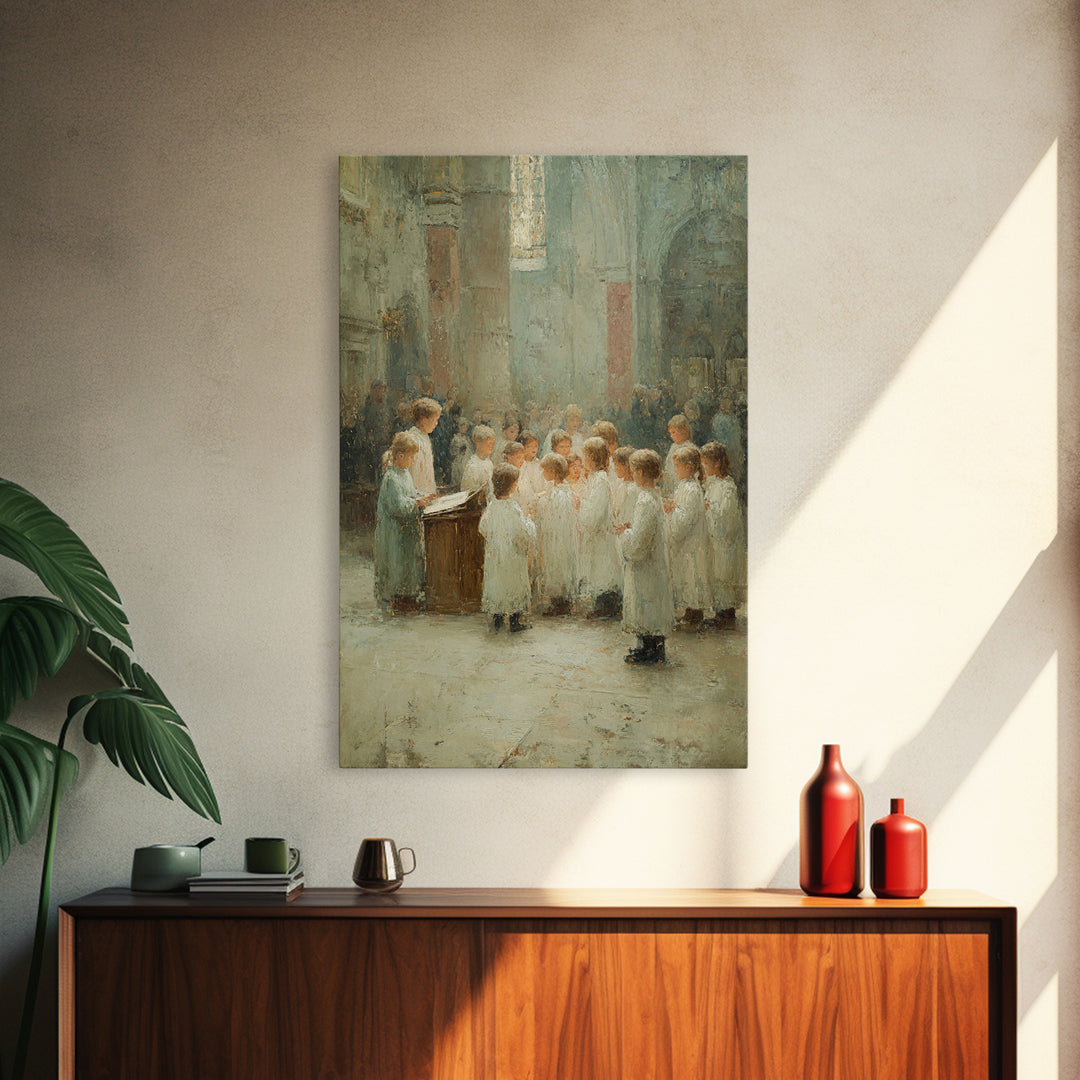 Choir Of Praise, Framed Canvas Print, Christian Wall Art, Christian Art Canvas, Christian Gift, Vintage Christian Art