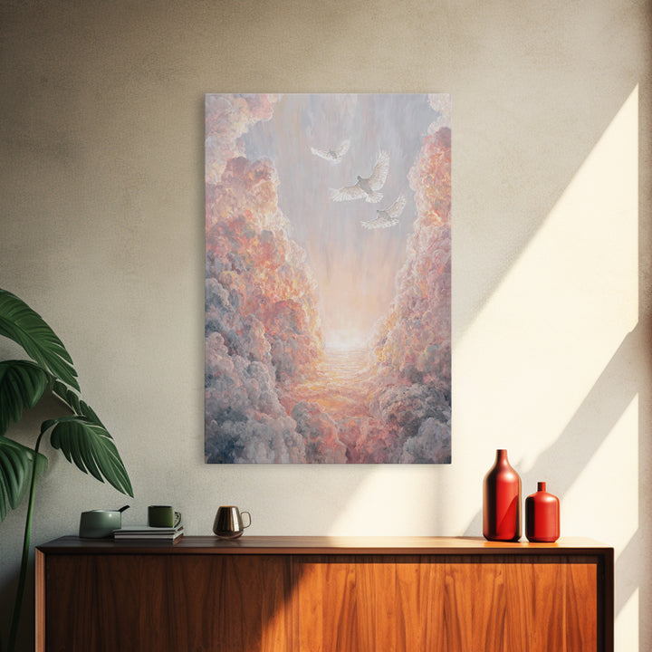 Doves Of Heaven – Framed Canvas Print – Christian Wall Art – Christian Art Canvas – Christmas Art – Christian Decor – Christian Gift Ideas