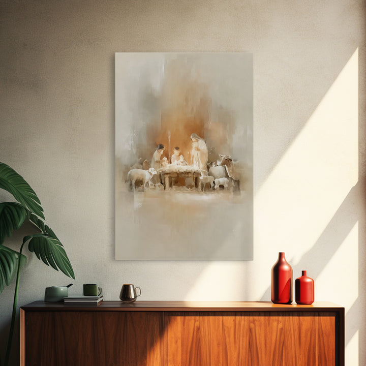 Holy Nativity – Framed Canvas Print – Christian Christmas Art – Christian Wall Art – Christmas Art Prints – Christian Decor – Christian Gif