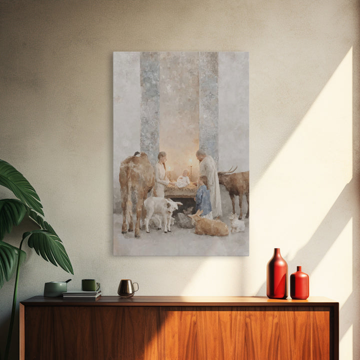 Manger Glory – Framed Canvas Print – Christian Wall Art – Christian Art Canvas – Christmas Wall Art – Christian Christmas Decor – Christian