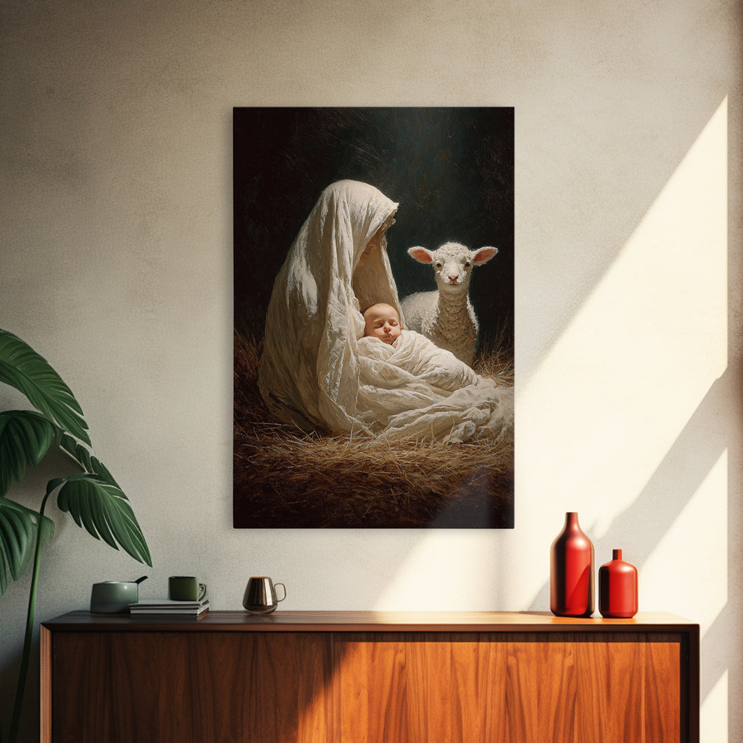 Radiant Child Promise – Framed Canvas Print – Christian Wall Art – Christian Christmas Art – Jesus Painting – Christmas Art Framed – Christ