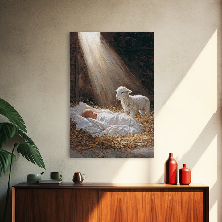 Soft Bethlehem Dawn – Framed Canvas Print – Christian Wall Art – Christmas Canvas Wall Art – Christian Art Canvas – Jesus Painting – Christ