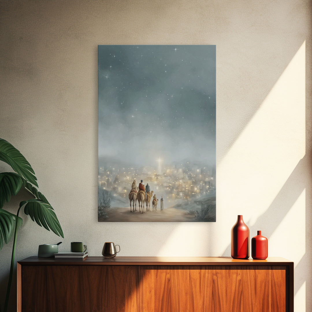 City Of Light – Framed Canvas Print – Christmas Wall Art – Christian Christmas Art – Christian Art Canvas – Jesus Painting – Christian Deco