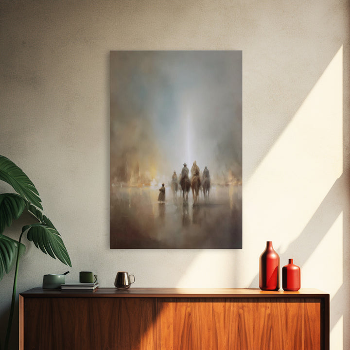 Mystic Pilgrims – Framed Canvas Print – Christian Art – Christmas Art Prints – Christian Wall Art – Jesus Christmas Art – Christian Canvas