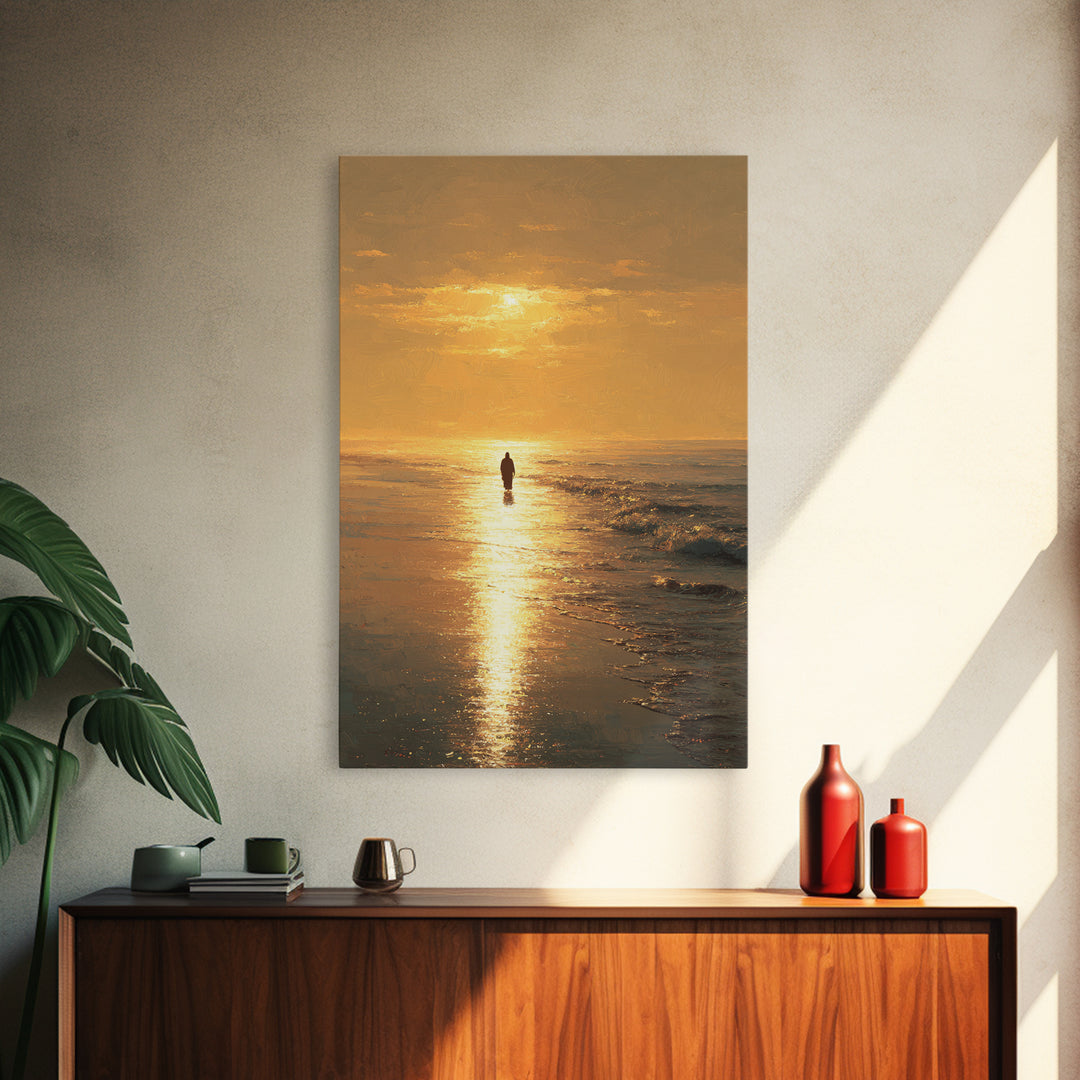 Golden Tide – Framed Canvas Print – Christian Art Canvas – Christian Painting – Jesus Painting – Christian Wall Art – Christian Christmas A
