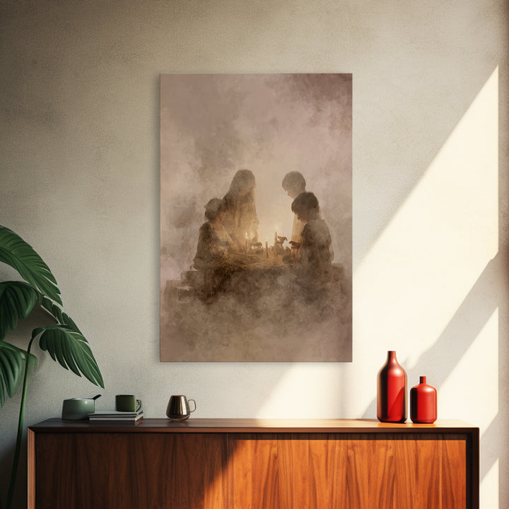 Bethlehem Candles – Framed Canvas Print – Christian Wall Art – Christian Christmas Decorations – Christian Art Canvas – Christmas Art – Chr