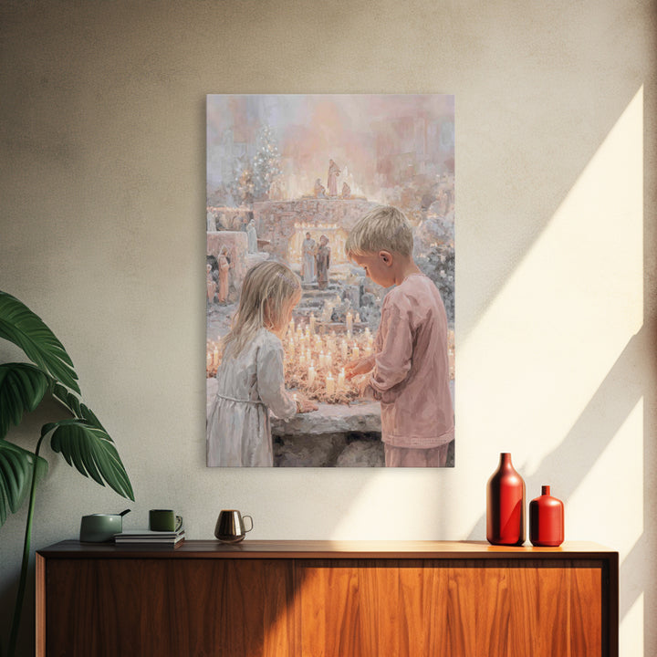 Starry Vigil – Framed Canvas Print – Christian Wall Art – Christian Christmas Art – Jesus Christmas Art – Christian Art Canvas – Christmas