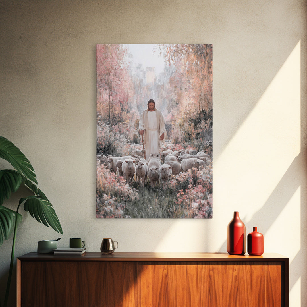 Garden Of Peace – Framed Canvas Print – Christian Wall Art – Jesus Painting – Christian Art Canvas – Christian Decor – Modern Christian Art