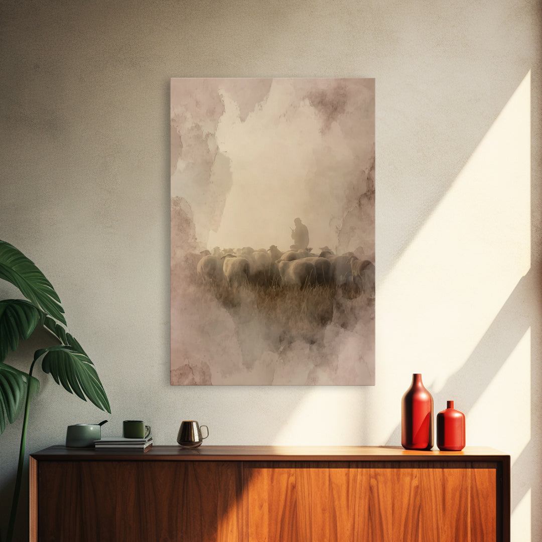 Dusty Procession – Framed Canvas Print – Christian Art Canvas – Christian Wall Art – Christian Paintings – Vintage Christian Art – Christia