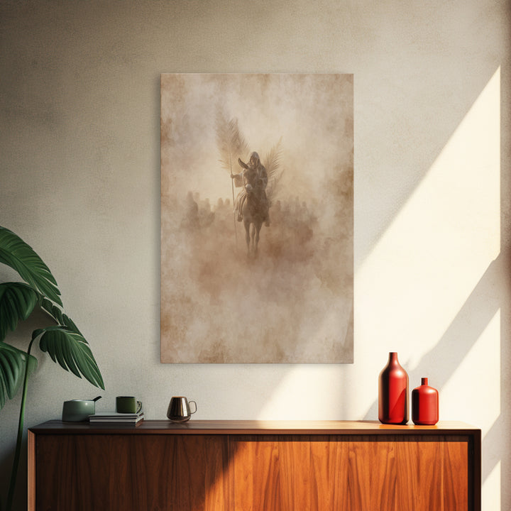 Palm Dawn Entry – Framed Canvas Print – Christian Wall Art – Christian Art Canvas – Large Christian Painting – Vintage Christian Art – Chri