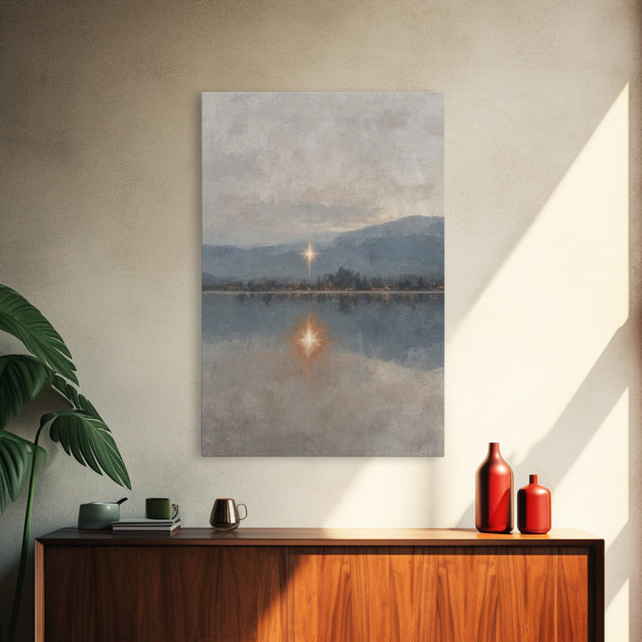 Heavenly Starrise – Framed Canvas Print – Christian Wall Art – Christian Art Canvas – Subtle Christian Art – Christmas Canvas Wall Art – Ch