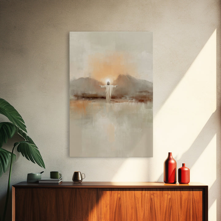 Dawn Of Mercy – Framed Canvas Print – Christian Wall Art – Jesus Painting – Christian Art Canvas – Minimalist Christian Art – Christian Dec