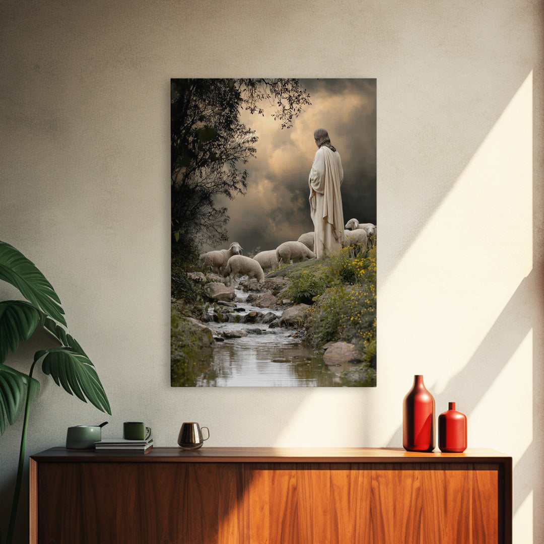 Autumn Pasture Grace – Framed Canvas Print – Christian Wall Art – Jesus Painting – Modern Christian Art – Christian Art Canvas – Christian